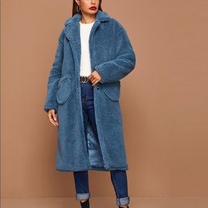 Long Blue Teddy Coat
